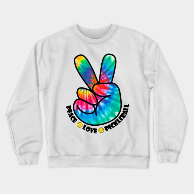 Peace Love Pickleball Groovy Tie Dye Crewneck Sweatshirt by floridadori